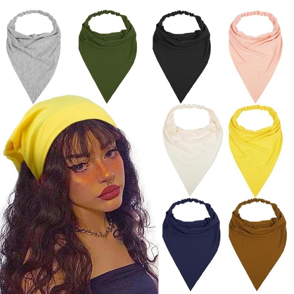 Large Elastic Boho Triangle Headbands 8 Pack Non Slip Stylish Hair Accessories